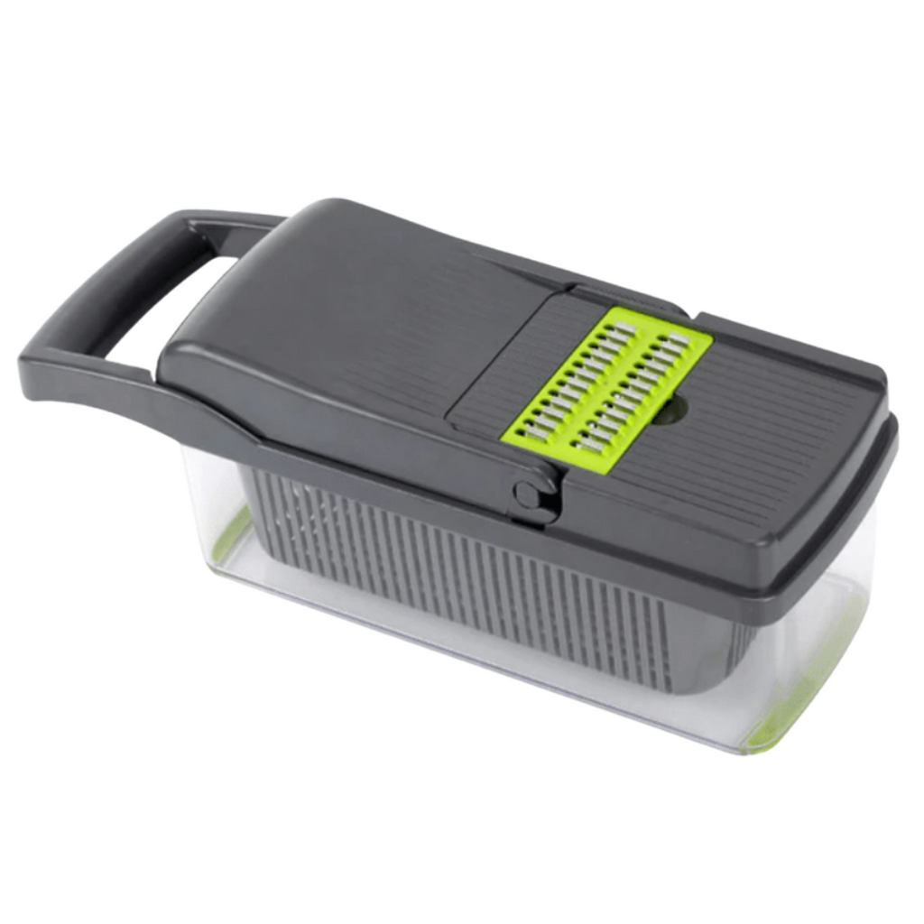 Mandoline multifuncional 8 em 1 da Anuosi para preparação de alimentos, com lâminas ajustáveis e acessórios para cozinhar e fazer pâtisserie.
