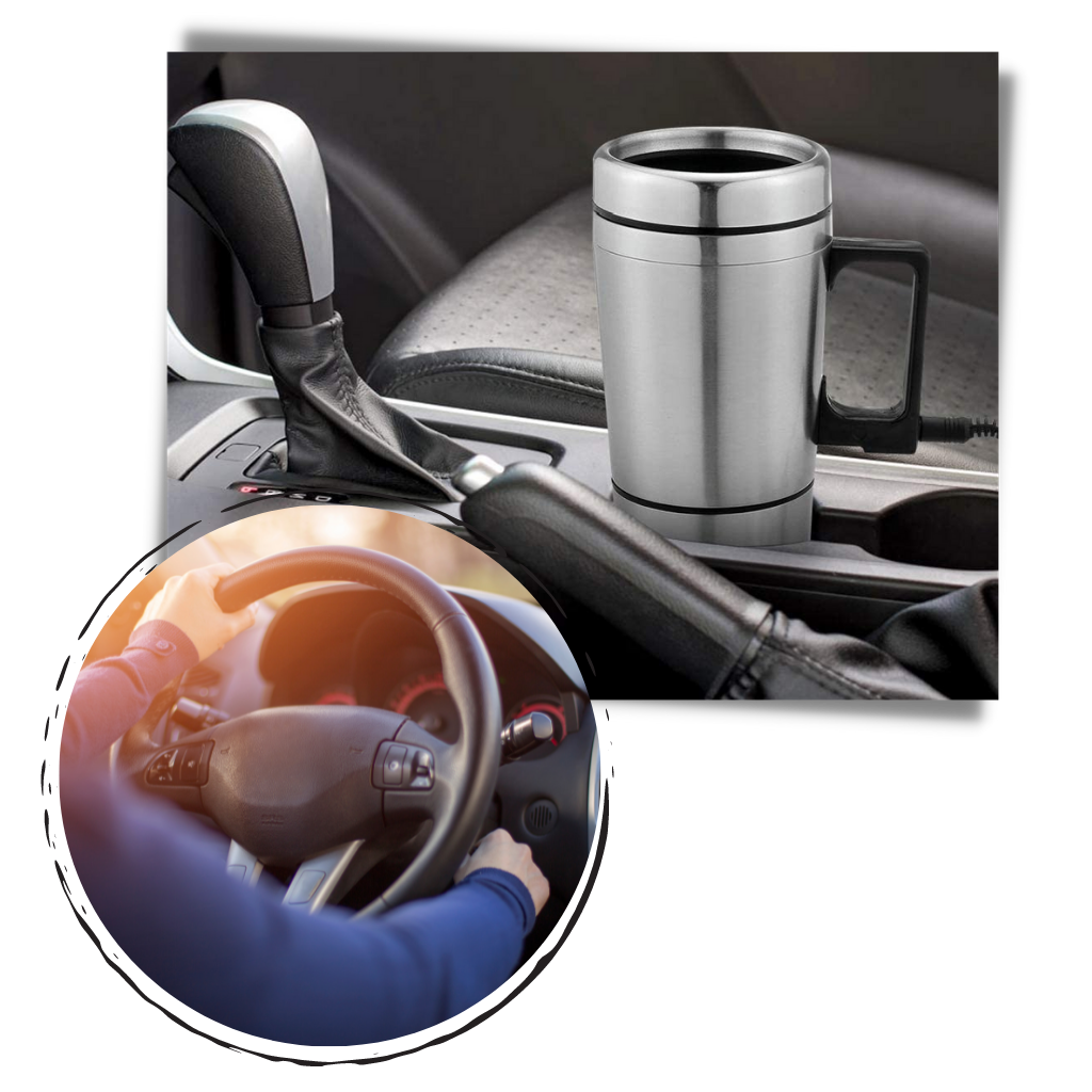 Caneca de aço inox Homyl de 300ml para carro, suporte para bebidas com conexão 12V/24V para aquecer líquidos.