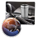 Caneca de aço inox Homyl de 300ml para carro, suporte para bebidas com conexão 12V/24V para aquecer líquidos.