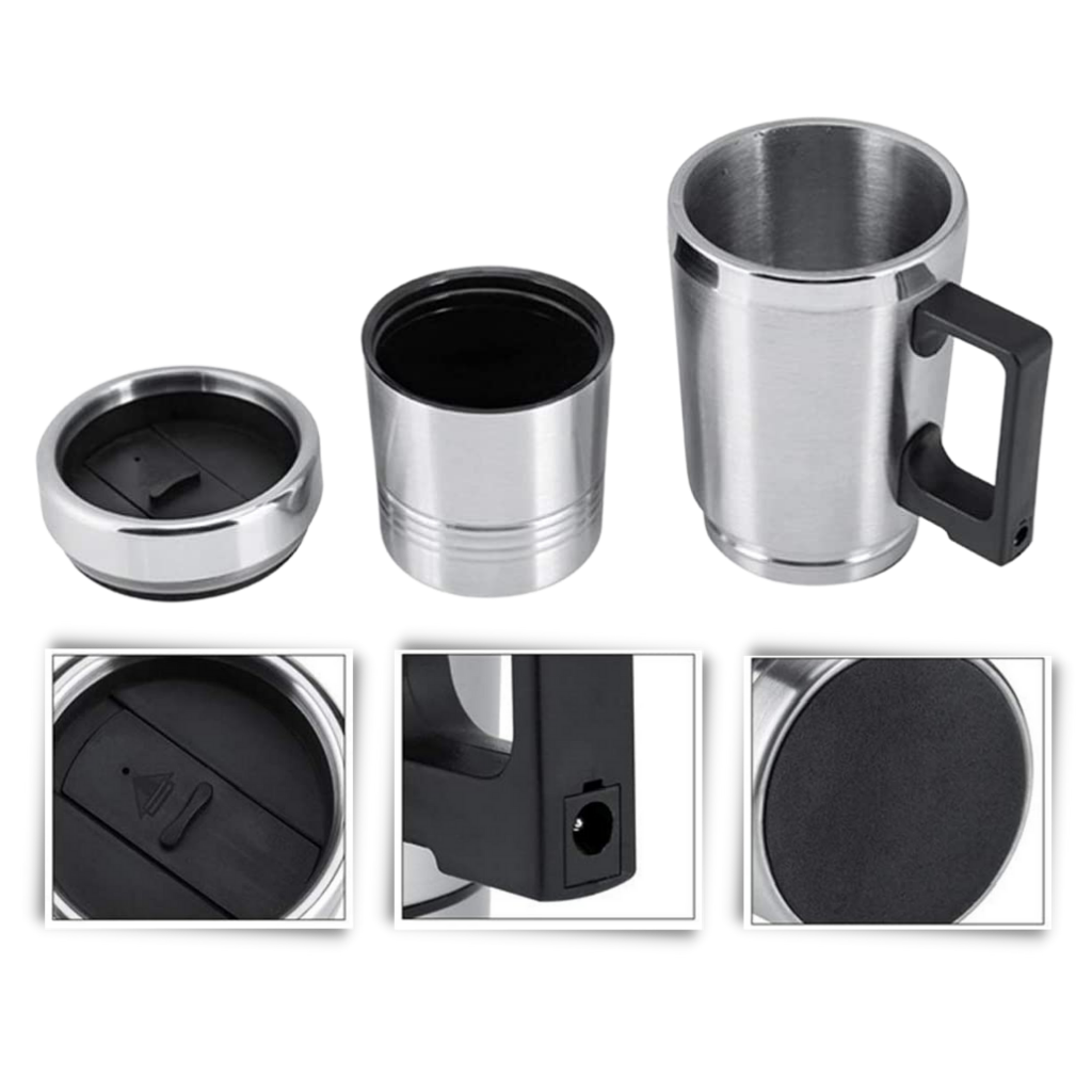 Tasse bouilloire de 300ml pour voiture Homyl en acier inoxydable, support pour boissons, compatible 12V/24V, durable