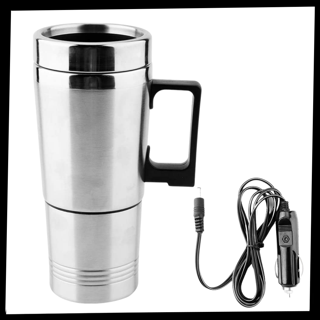 Caneca de aço inox para carro de 300ml, suporte para bebidas e alimentos, compatível com 12V e 24V, marca Homyl.