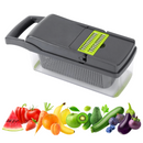 Mandoline multifuncional 8 em 1 da Anuosi para culinária e pâtisserie, com lâminas ajustáveis e acessórios variados.