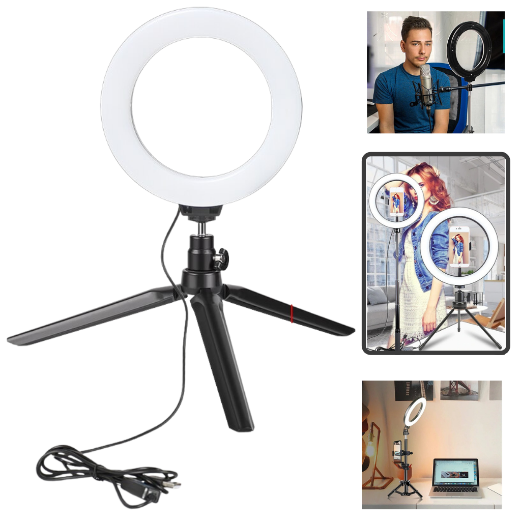 Lâmpada de anel LED de 16 cm com tripé para iluminação de estúdio, marca Brottfor, iluminador para fotos e vídeos.