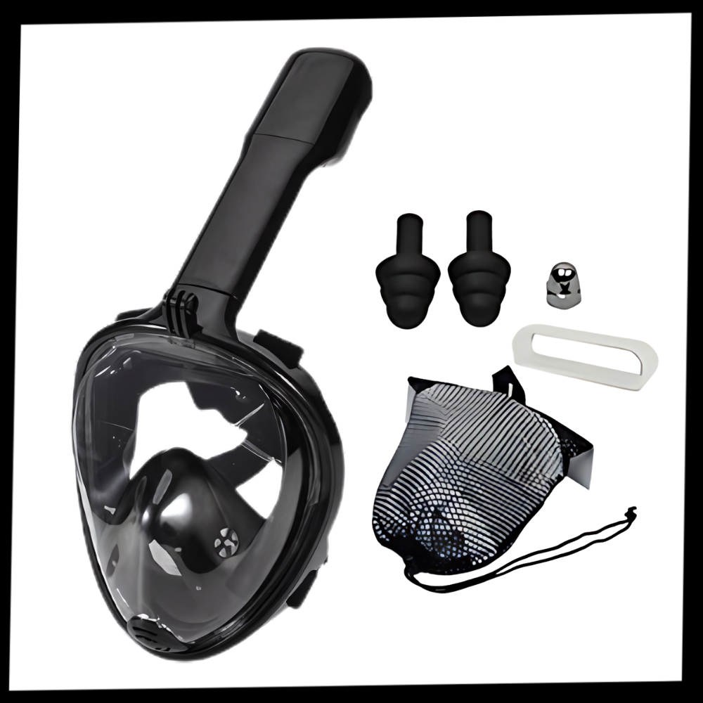Máscara de mergulho com snorkel de vista panorâmica de 180° da Wildhorn Outfitters, ideal para esportes aquáticos e mergulho recreativo.