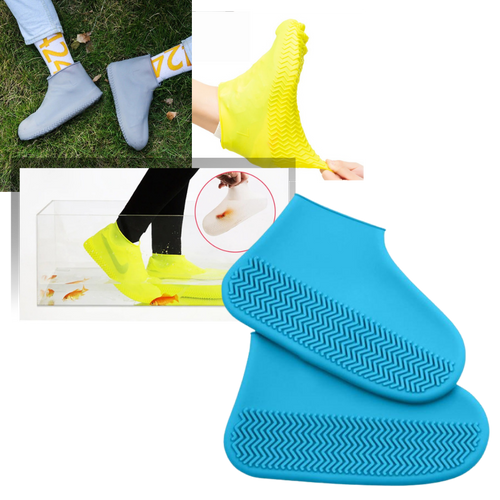 Par de capas de proteção de silicone impermeáveis para calçados, ideal para manter os sapatos secos e limpos.