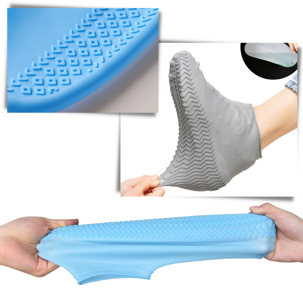 Par de capas de sapato impermeáveis em silicone da Popvcly, resistentes à água e reutilizáveis, com sola antiderrapante.