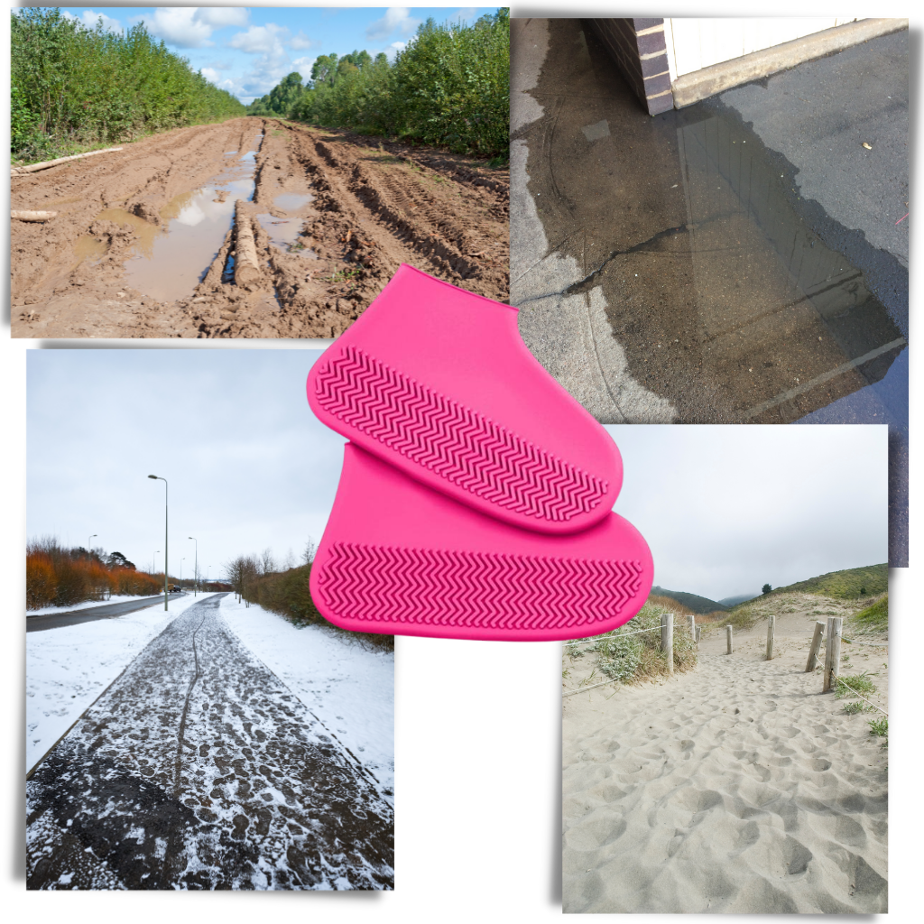 Par de capas de proteção para calçados em silicone impermeável da marca Popvcly, ideal para proteger sapatos contra água.
