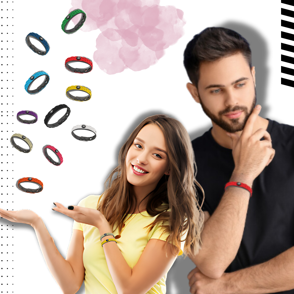 Pulseira antistática unissex Bsmean com 2000 íons, confeccionada para controle de eletricidade estática e segurança.