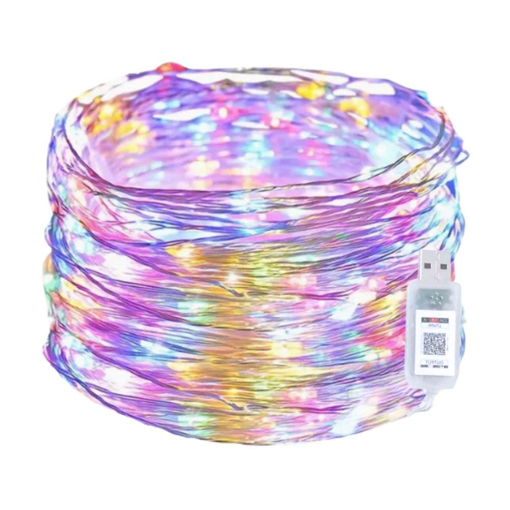 Ampolhas LED USB Moocorvic com sincronização musical, luzes coloridas de 15 metros para decoração e ambientes festivos.