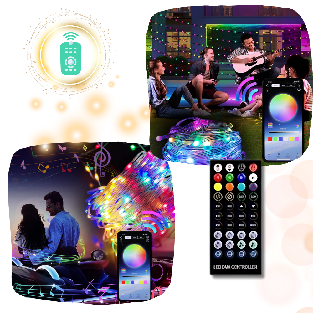 Conjunto de 210 lâmpadas LED USB Moocorvic com sincronização musical para iluminação ambiente decorativa.