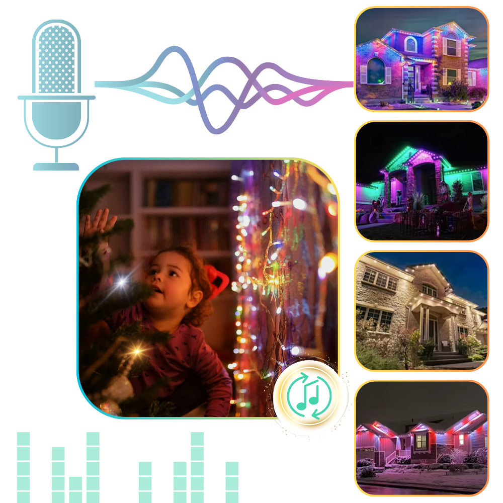 Ampolas LED USB Moocorvic com sincronização musical, luzes coloridas que piscam ao ritmo da música.