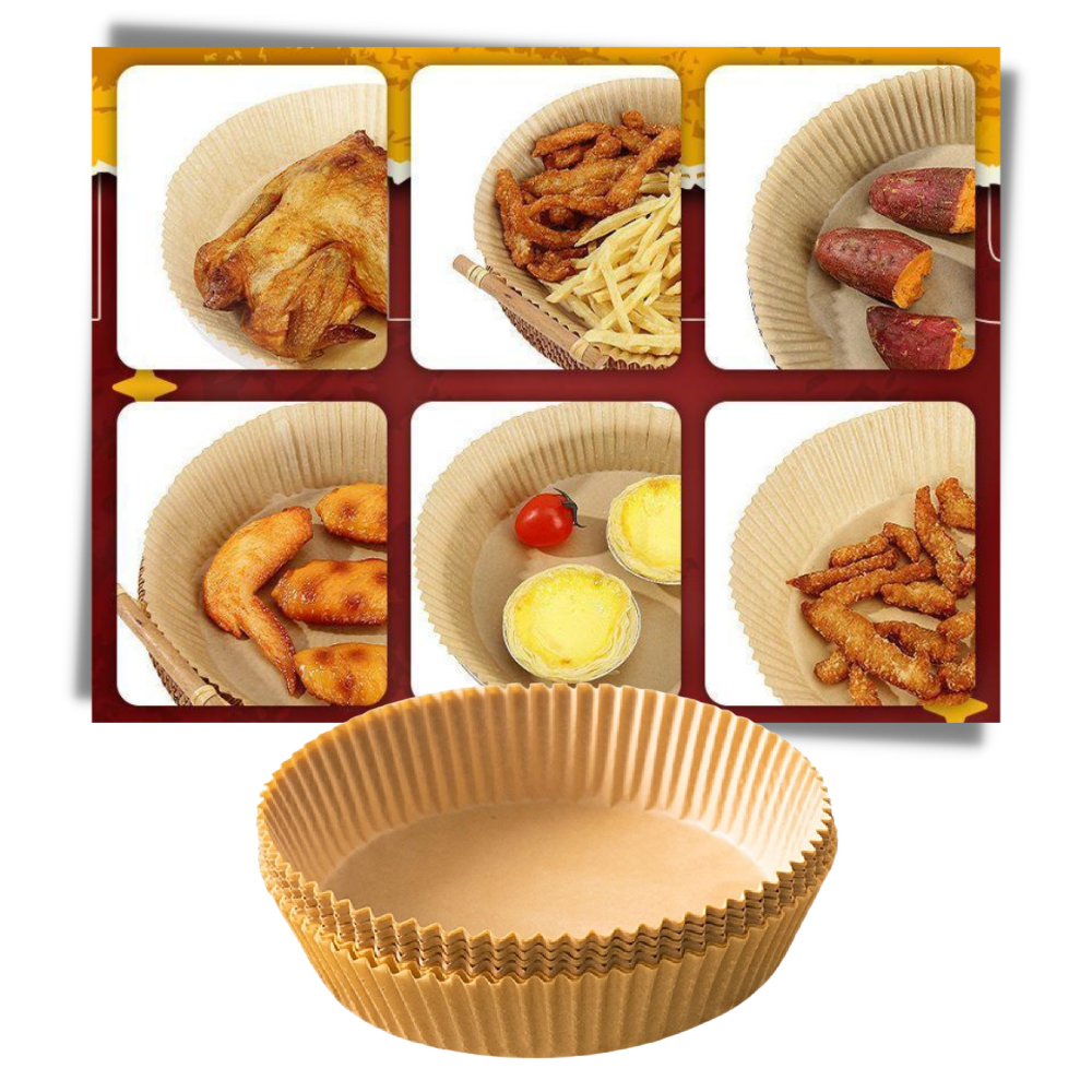 Papel descartável para fritadeira elétrica Kingbest, resistente e multifuncional, ideal para revestimento de alimentos na cozinha.
