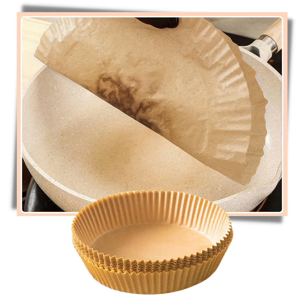 Papel antiaderente para fritadeira da Kingbest, pack de revestimentos de papel descartáveis para cozinhar e assar alimentos.
