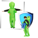 Fantasia de alienígena inflável da Amscan, traje de déguisement com aparência de alienígena verde e detalhes infláveis.