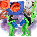 Fantasia de alienígena inflável da Amscan, traje completo com detalhes verdes e cabeça de alienígena para fantasia divertida.