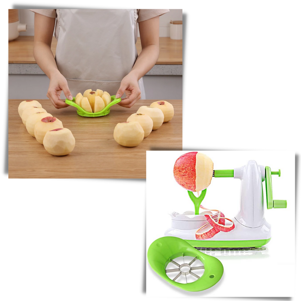 Epluchador de frutas manual da marca Haribason com design multifuncional, ideal para descascar maçãs e outros frutos com facilidade.