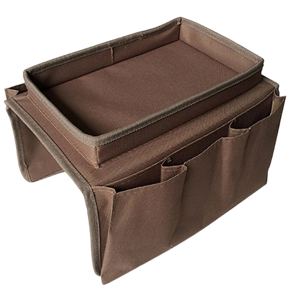Acessório de armazenamento para braço de sofá Lemonbest, bolsa de proteção marrom para organizador de braço de sofá.