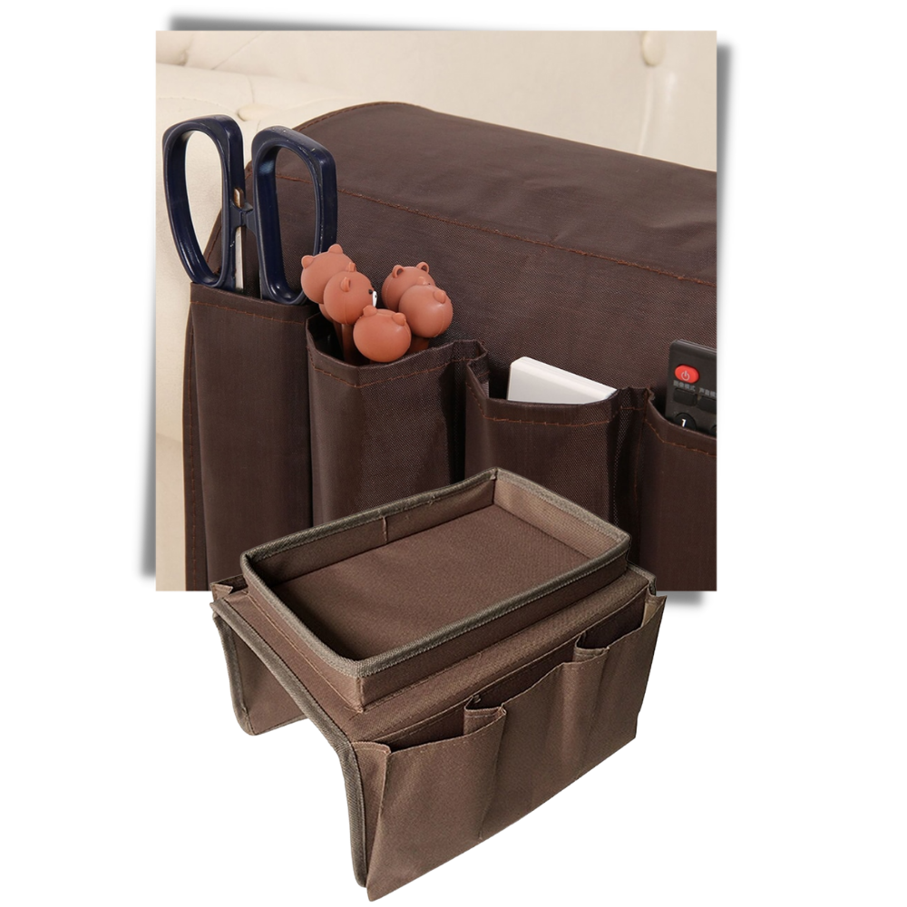 Acessório para sofá Lemonbest, sac de rangement para o braço do sofá, feito de material resistente, com compartimentos para organização.