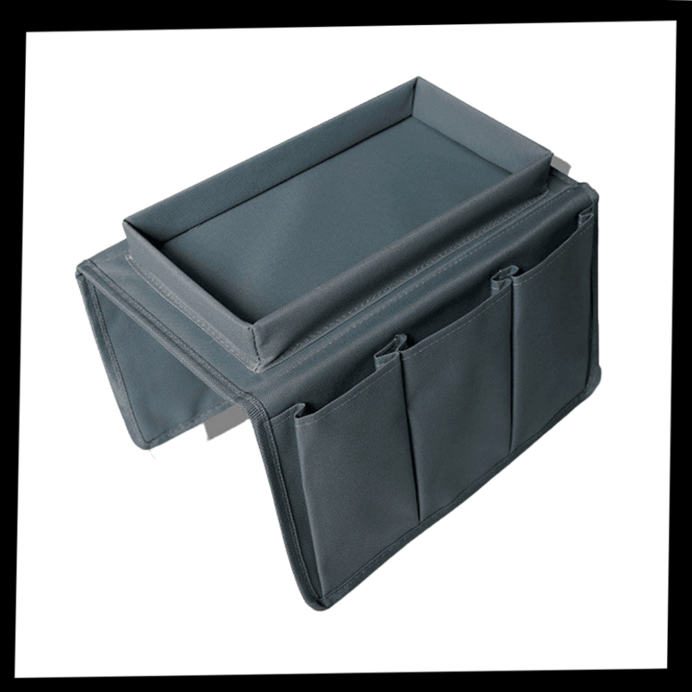Acessório para sofá Lemonbest, sac de rangement pour accoudoir de canapé com bolso de armazenamento em tecido cinza.