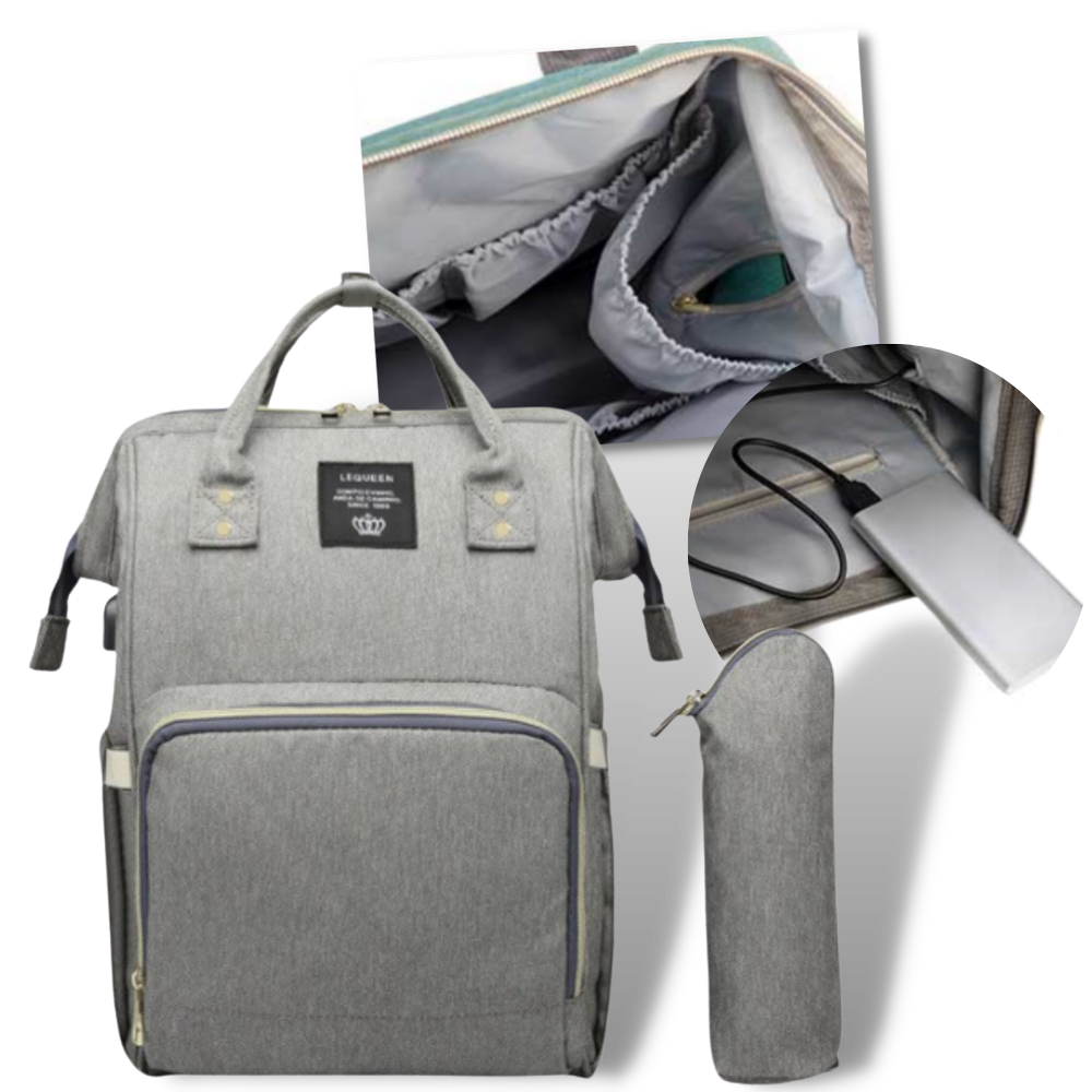 Mochila de maternidade Vbiger, saco a mochila com compartimentos espaçosos, ideal para mães e bebês, vista frontal.