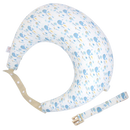 Almofada de maternidade Momcozy, cuscim de aleitamento azul com desenho de cetáceo, confortável para mães e bebês.