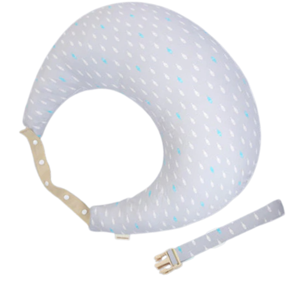 Almofada de maternidade Momcozy, travesseiro de amamentação com formato de peixe, feita de tecido macio e confortável.