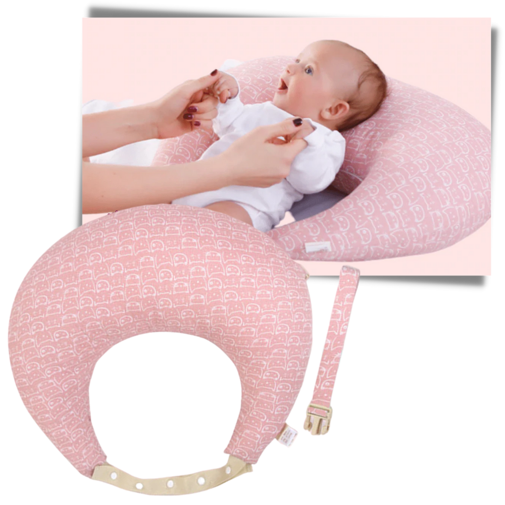 Almofada de maternidade Momcozy, cúpula de apoio para amamentação, cor cinza, confortável e ergonômica para mães.