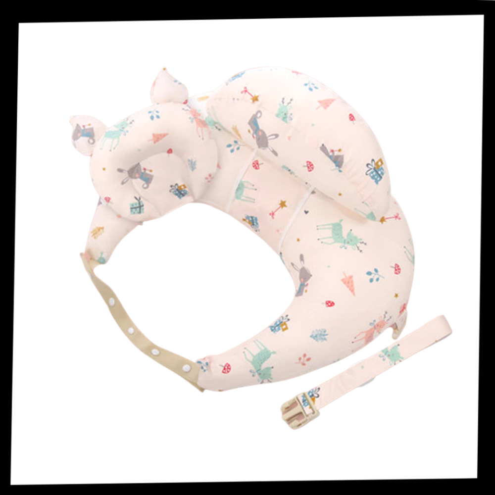 Almofada de maternidade Momcozy, travesseiro de amamentação confortável com capa macia para apoio durante a amamentação.