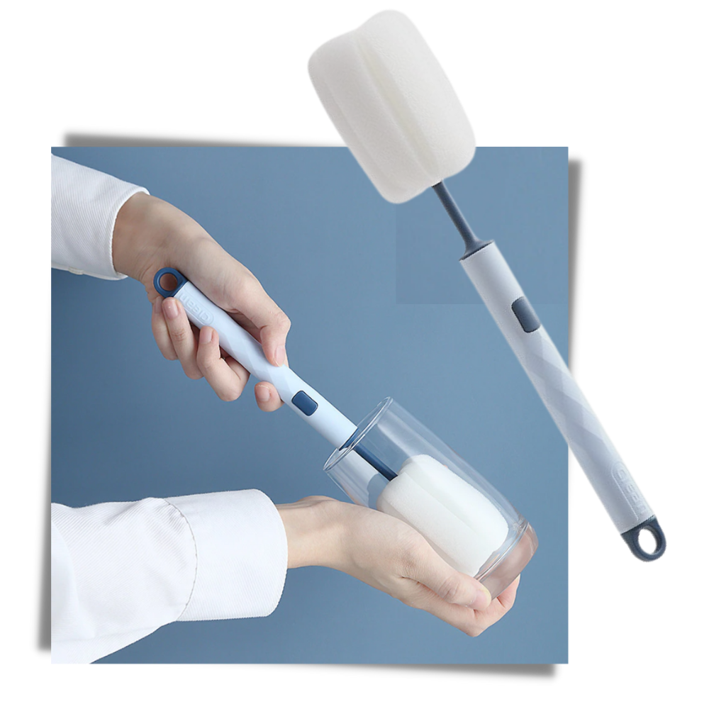 Escova de limpeza Aomeily com esponja, ideal para remover manchas e limpar utensílios domésticos com facilidade.