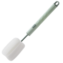 Escova de limpeza Aomeily com esponja verde, ideal para limpeza doméstica de garrafas e utensílios.