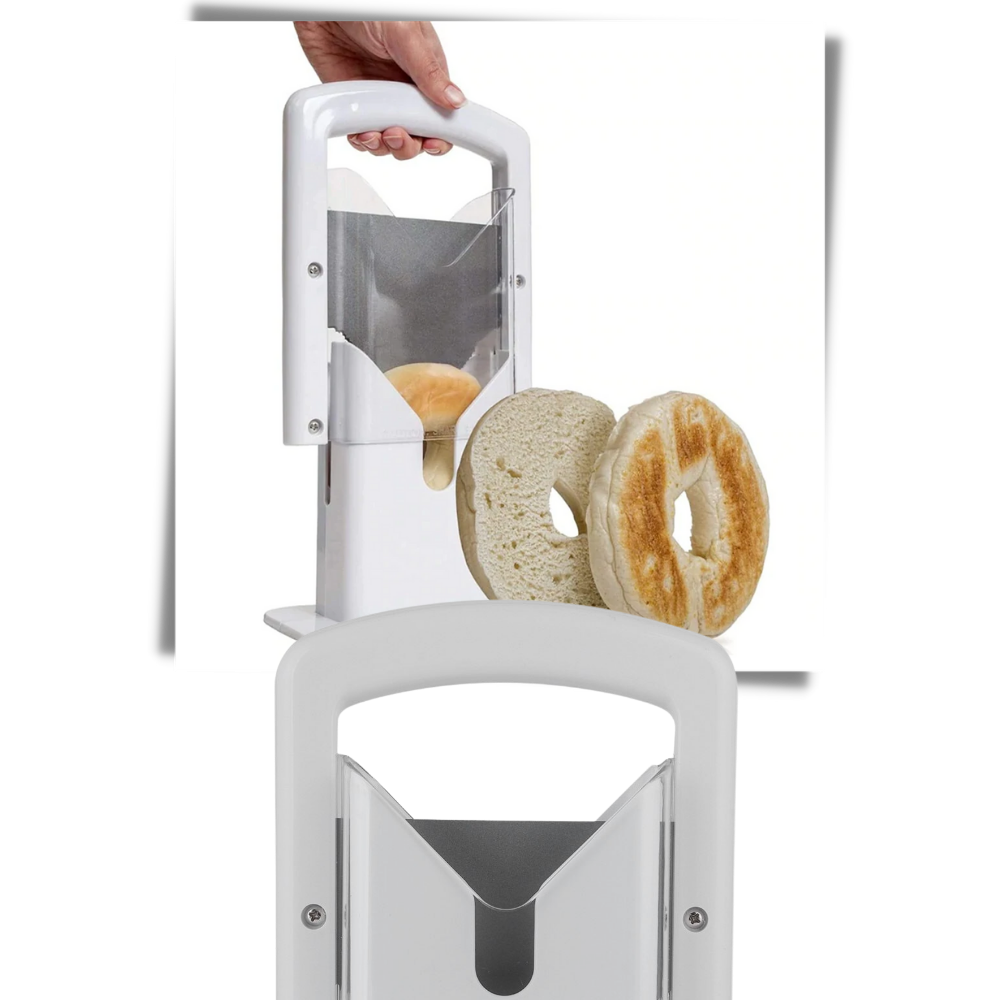 Faca de corte portátil Cibee para bagels, utensílio de cozinha fácil de usar, com lâmina para fatiar bagels de forma precisa.