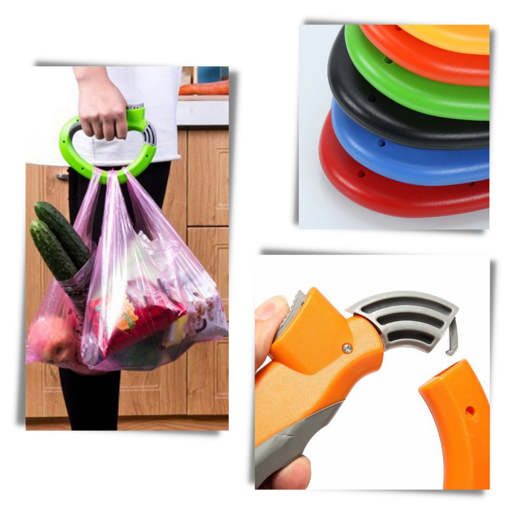 Alça de transporte para sacolas de compras da Sodial, feita de material resistente para facilitar o transporte de sacolas.
