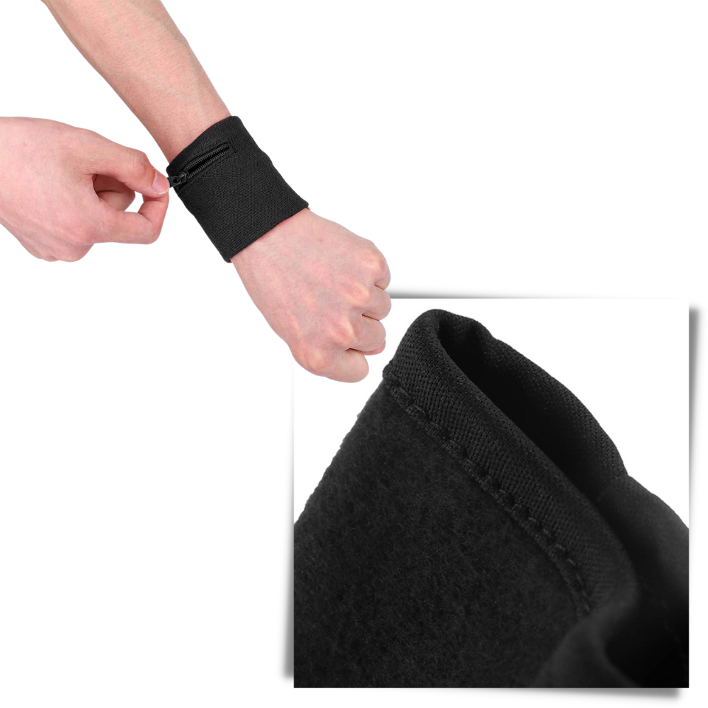 Pochete de punho Colaxi, confortável e elástica, feita para suportar o pulso com ajuste firme e material flexível.