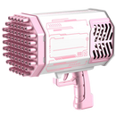 Soufflador de bolhas Bazooka 69 buracos da Autrucker, brinquedo de atividade em rosa com tubo grande para criar bolhas.