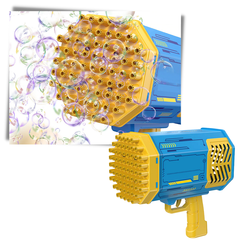 Souffleur de bulles Bazooka Autrucker com 69 buracos, design de metralhadora Gatling, brinquedo de atividade para crianças