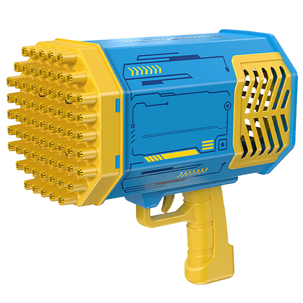 Souffleur de bolhas Bazooka 69 buracos amarelo, brinquedo de atividade da marca Autrucker com 69 furos para bolhas.