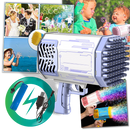 Souffleur de bolhas Bazooka Autrucker com 69 buracos, brinquedo de atividade colorido para criar bolhas de sabão.