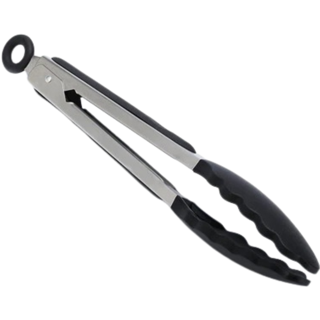 Pinça de churrasco em aço inox com cabo de silicone, utensílio de cozinha da marca Peralng para grelhar e manusear alimentos
