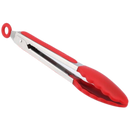 Pinça de churrasco em aço inox com cabo de silicone, utensílio de cozinha resistente para grelhar e virar alimentos.
