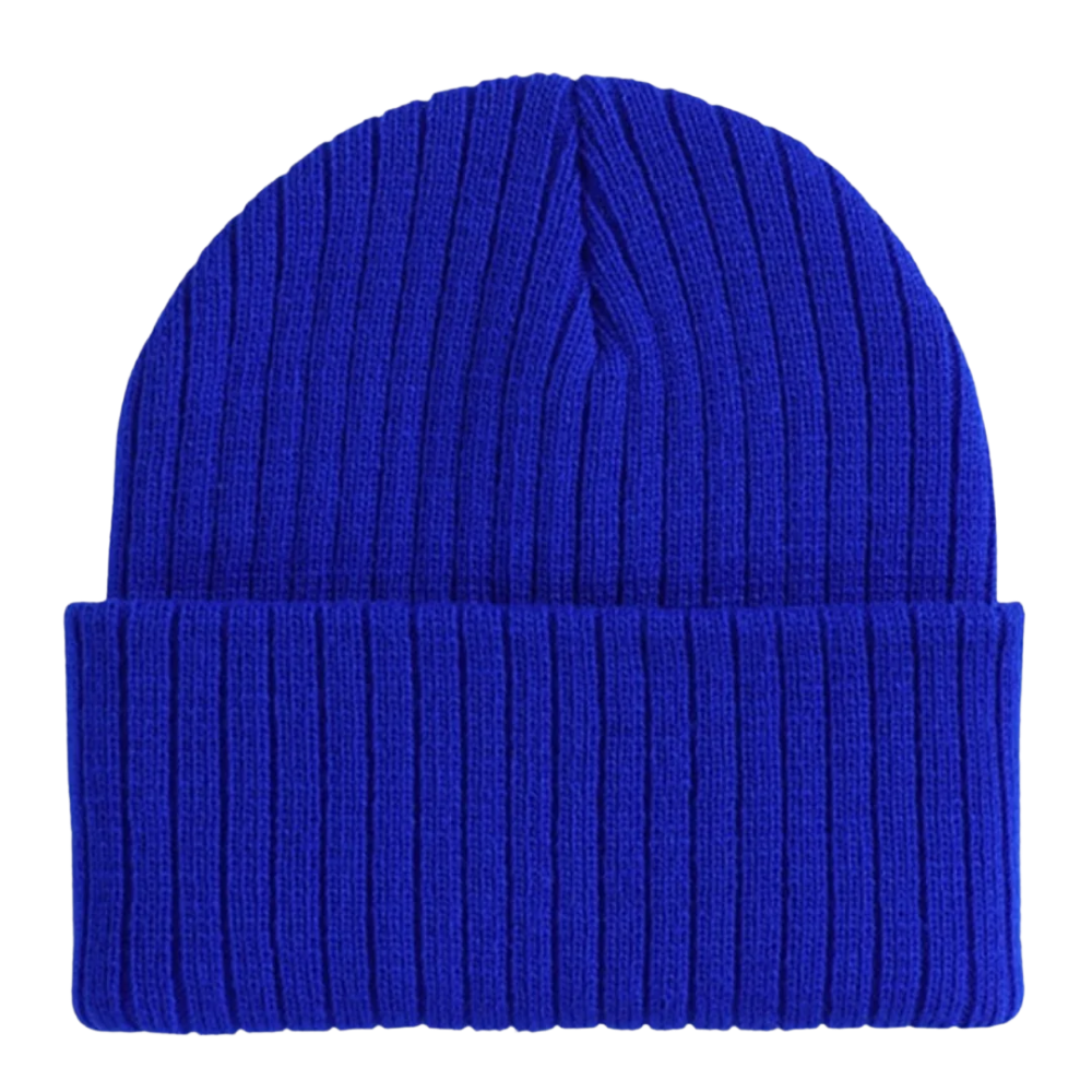 Gorro côtelé clássico da Bangcool em azul, estilo beanie, tecido macio e confortável, para uso casual e inverno.
