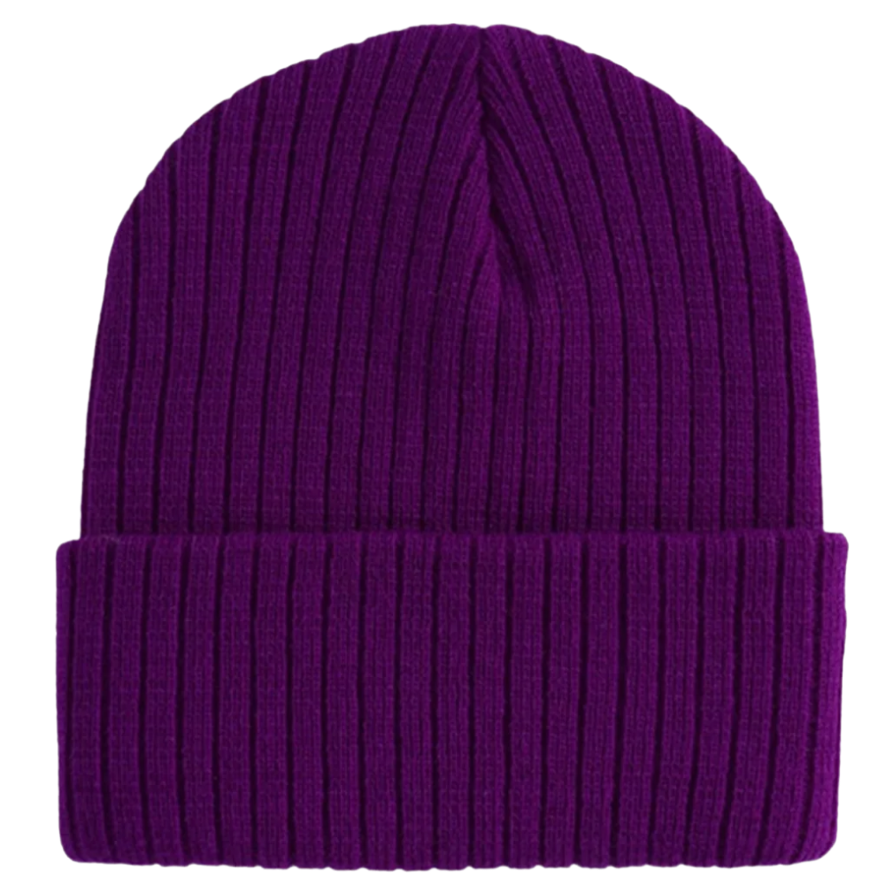Gorro côtelé clássico da Bangcool, em tecido roxo, com design simples e elegante, ideal para clima frio.