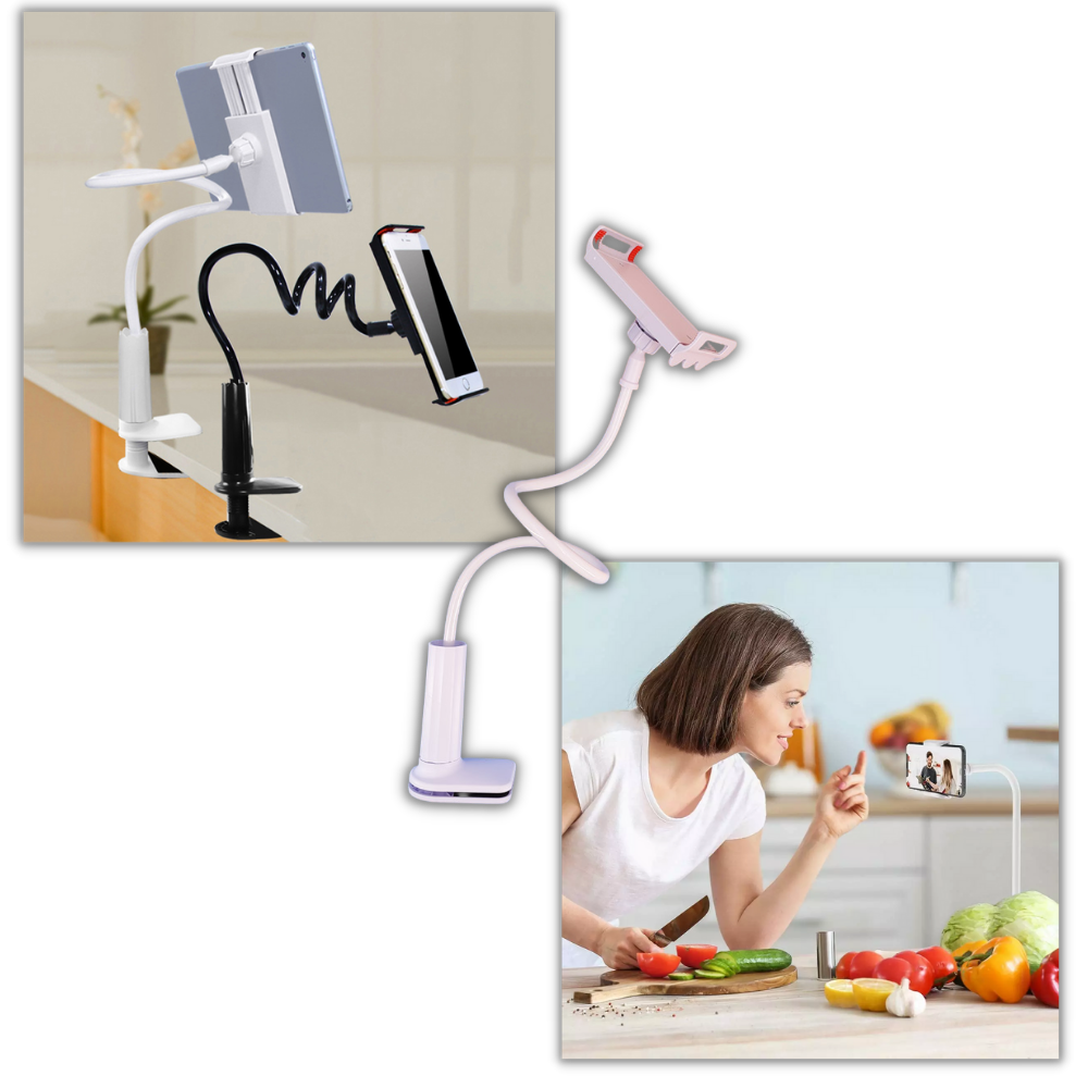 Suporte de telefone flexível Eastjing para suporte de telefonia, ajustável e compacto, em uso sobre mesa.