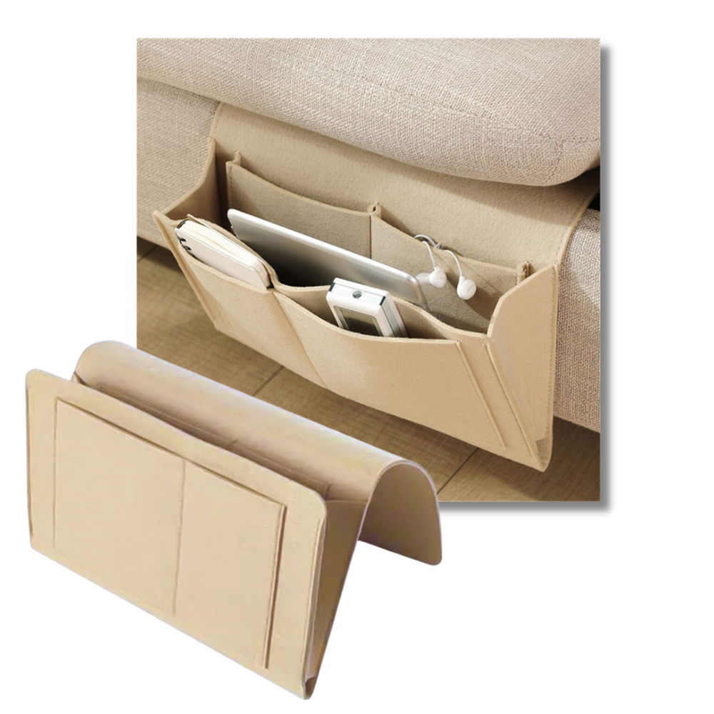 Organizador de mesa de cabeceira ou de sofá Gupgi para armazenamento e organização de objetos.