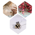 Colar em forma de abelha da marca Newpee, colar delicado com detalhe de abelha dourada em metal, acessório de moda elegante.