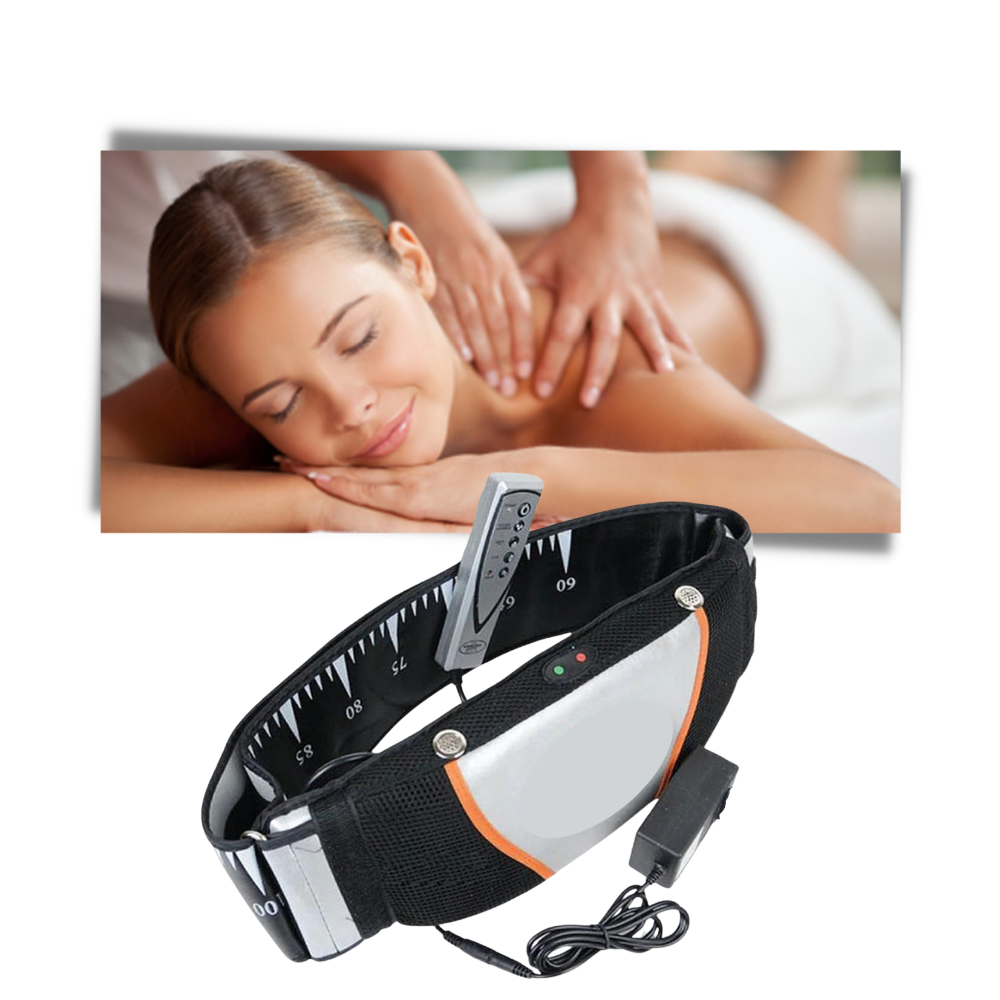 Cinta modeladora anti-cellulite para o corpo da Stcorps7, com plataformas vibrantes para massagem e redução de celulite.