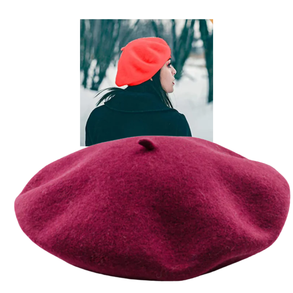 Béret clássico em lã para mulher, chapéu de chapelleria da Byte Legend, modelo elegante e confortável.