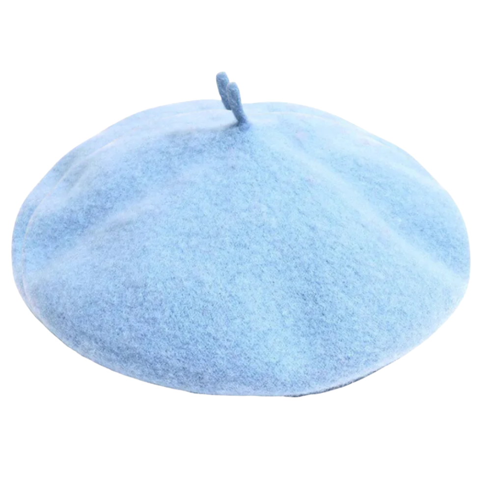 Béret clássico em lã para mulher, chapéu de confeitaria da Byte Legend, em tom azul, estilo elegante e confortável.