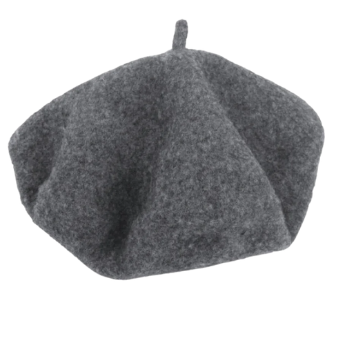 Béret clássico em lã cinza para mulher, acessório de chapellerie da Byte Legend, estilo elegante e confortável.