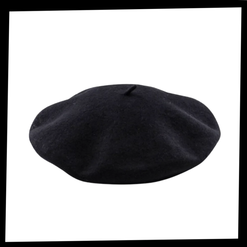 Béret clássico em lã para mulher, chapéu de chapellerie da Byte Legend, mostrado em embalagem de pacote.