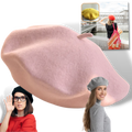 Béret clássico em lã para mulher, chapéu feminino de estilo vintage, com acabamento suave e design elegante.